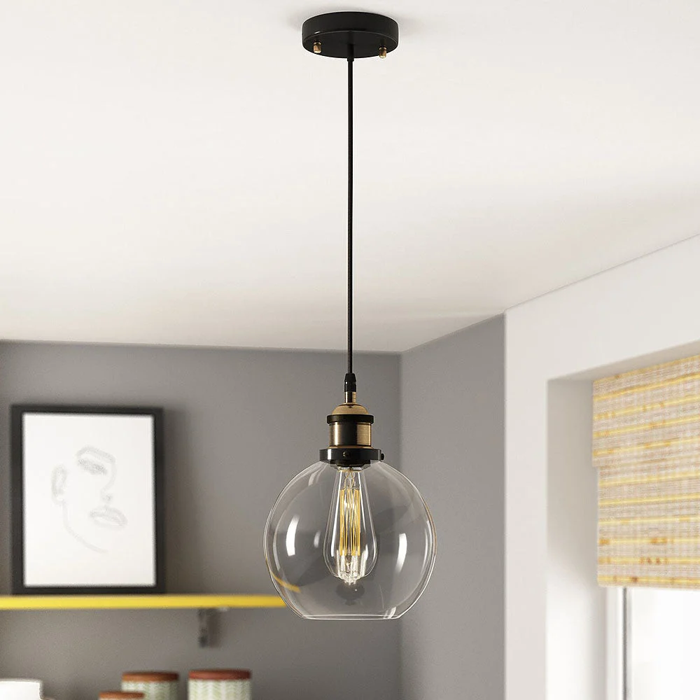 Rifa - Lámpara Colgante de Vidrio Negro con Estilo Minimalista – Iluminación Moderna para Comedor y Sala