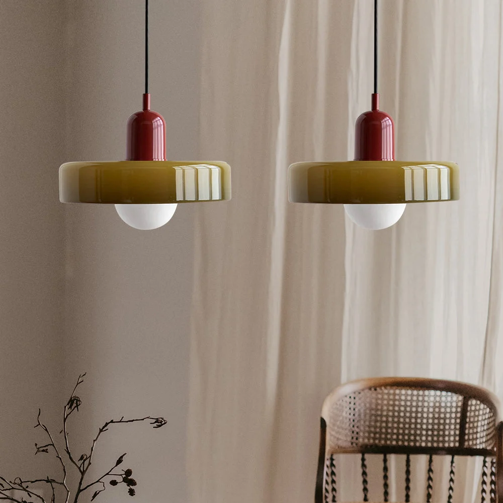 Norisa - Lámpara Colgante de Vidrio Templado Bauhaus de 2 Cabezas – Diseño Moderno y Elegante