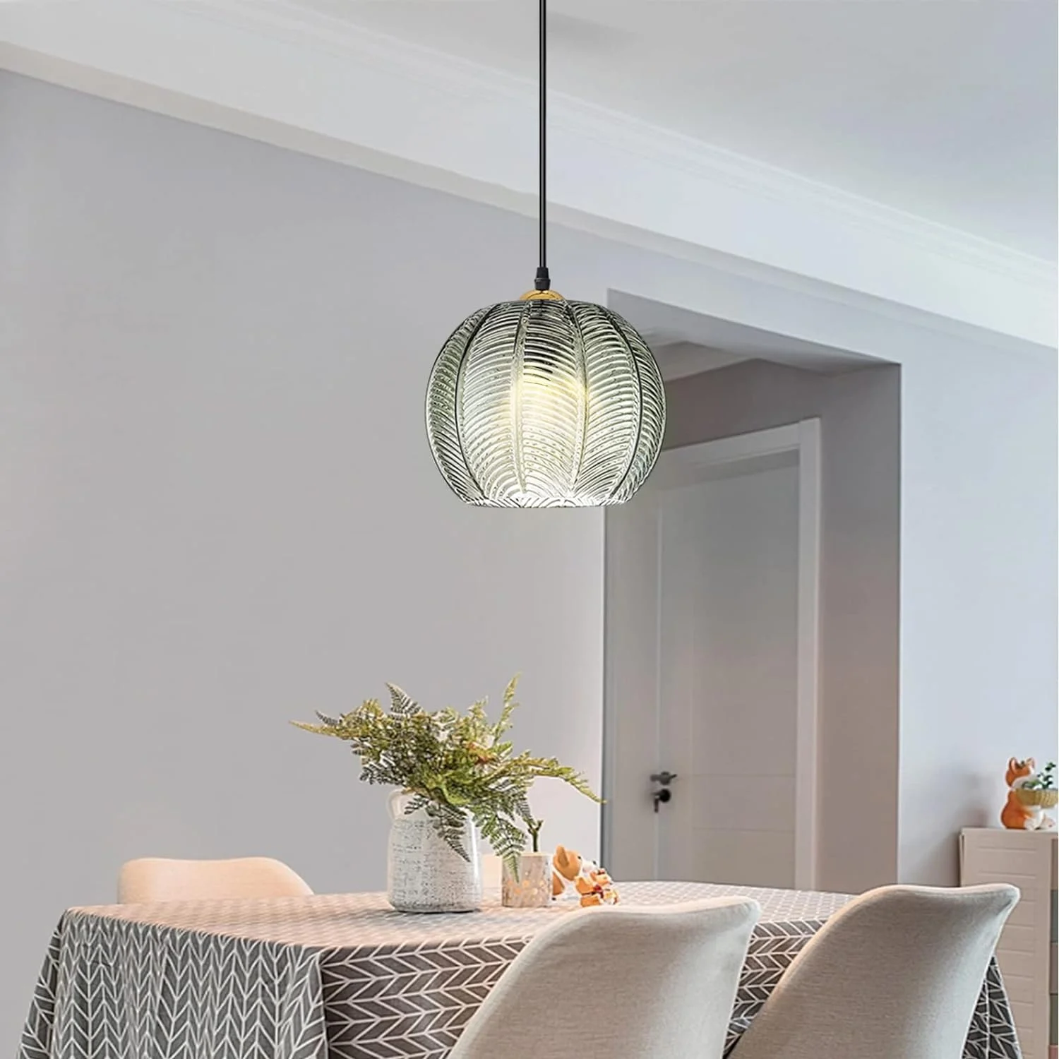 Zea - Lámpara Colgante de Vidrio Verde Moderno – Elegante y Contemporánea