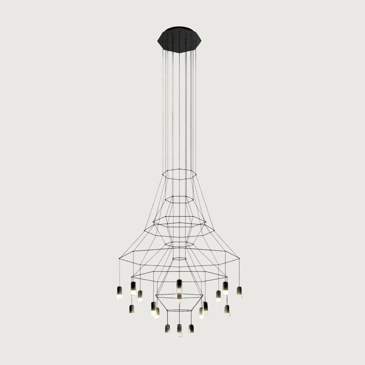 Sombrae - Lámpara de Araña con LED - Diseño Moderno y Estructura de Cable Negro