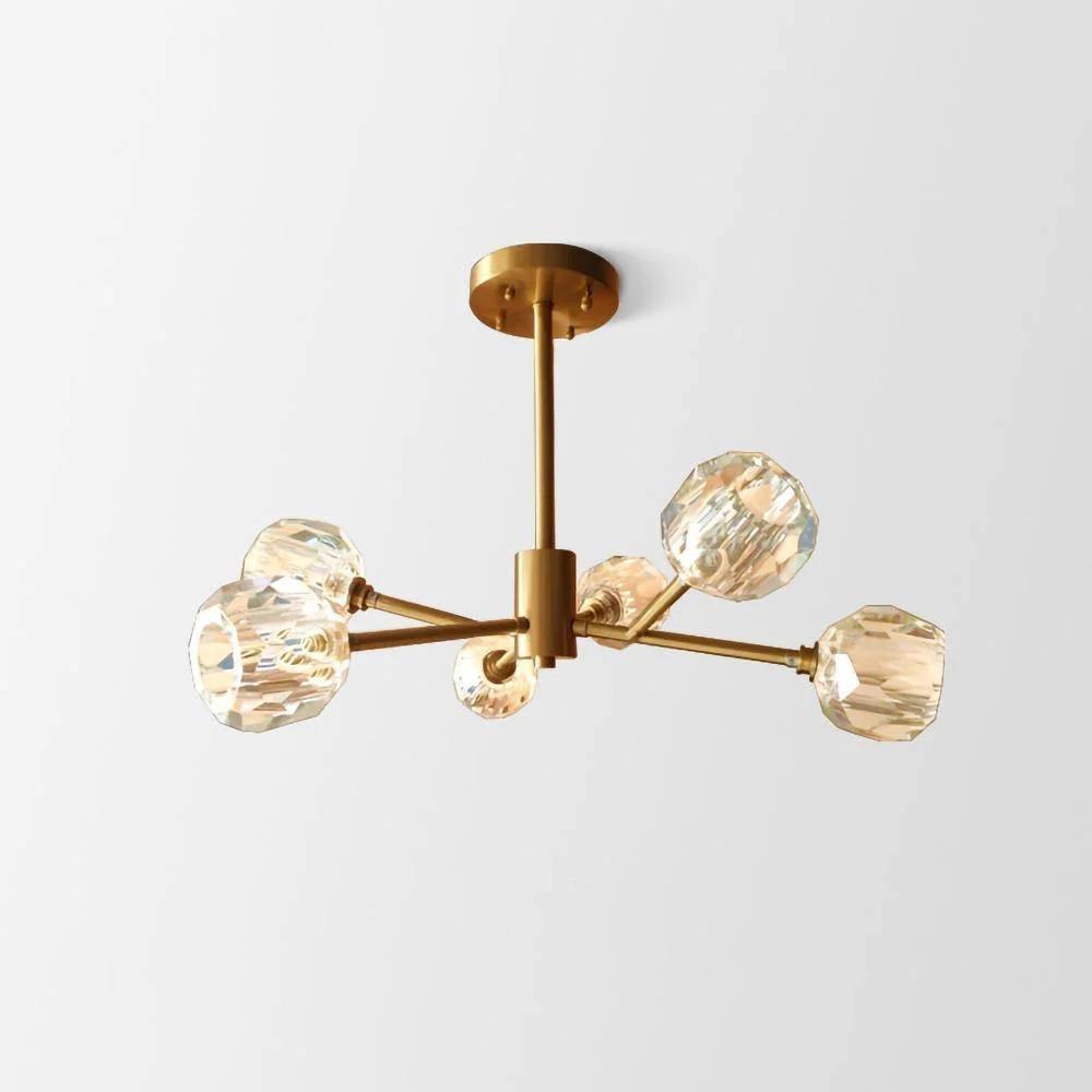 Lurin - Lámpara de Araña Moderna de Cristal en Forma de Esfera - Diseño Minimalista y Acabado en Latón