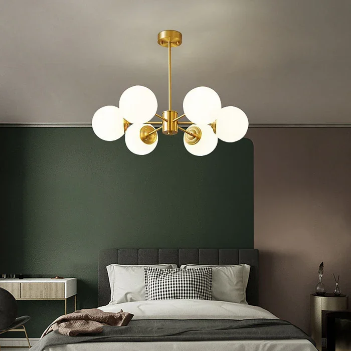 Luxera - Lámpara de Araña de Bronce Dorado con Cristales - Elegante Candelabro para Dormitorio y Comedor