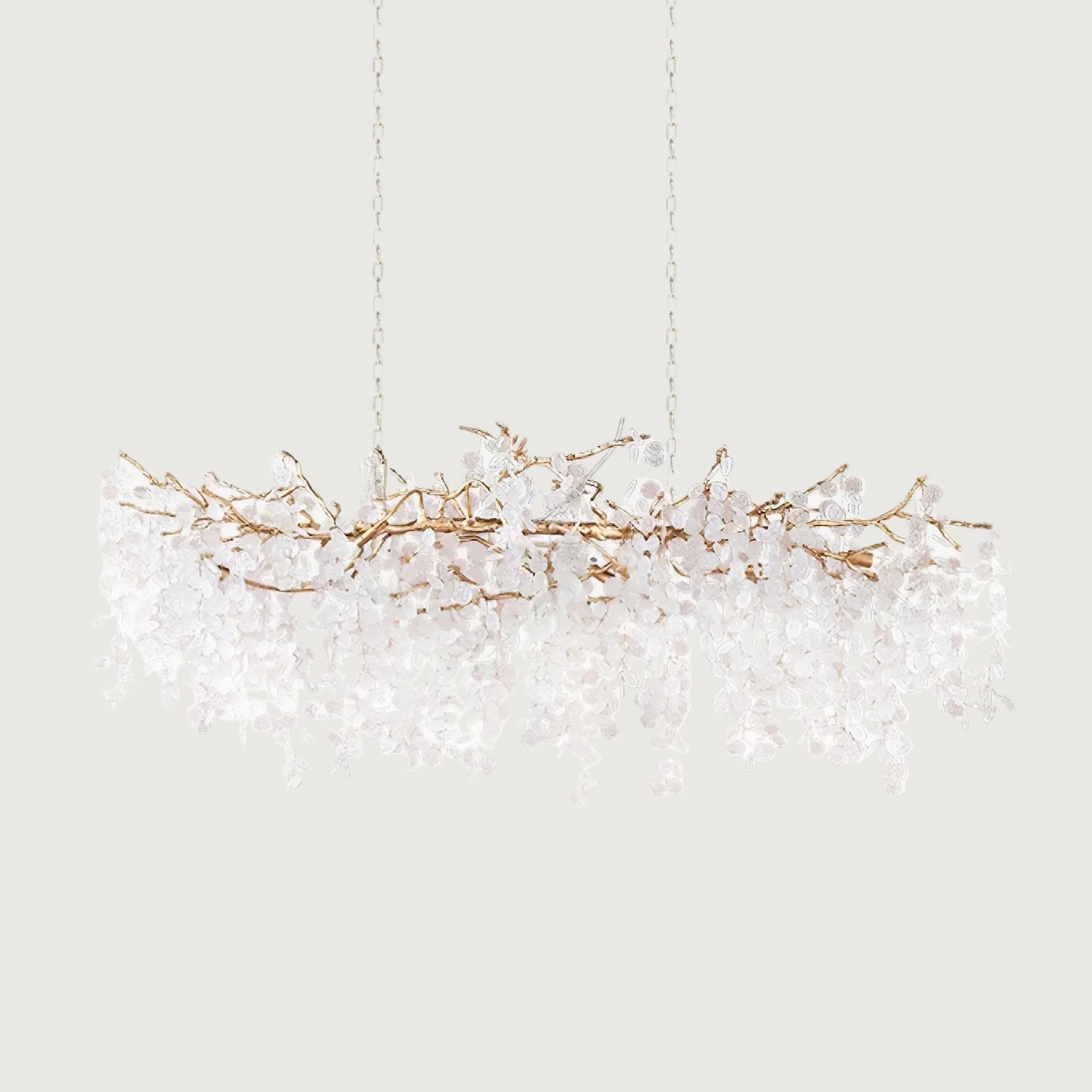 Meylo - Lámpara de Araña de Cristal Moderna 65 cm en Latón y Vidrio con Cadena Ajustable para Salones y Comedores