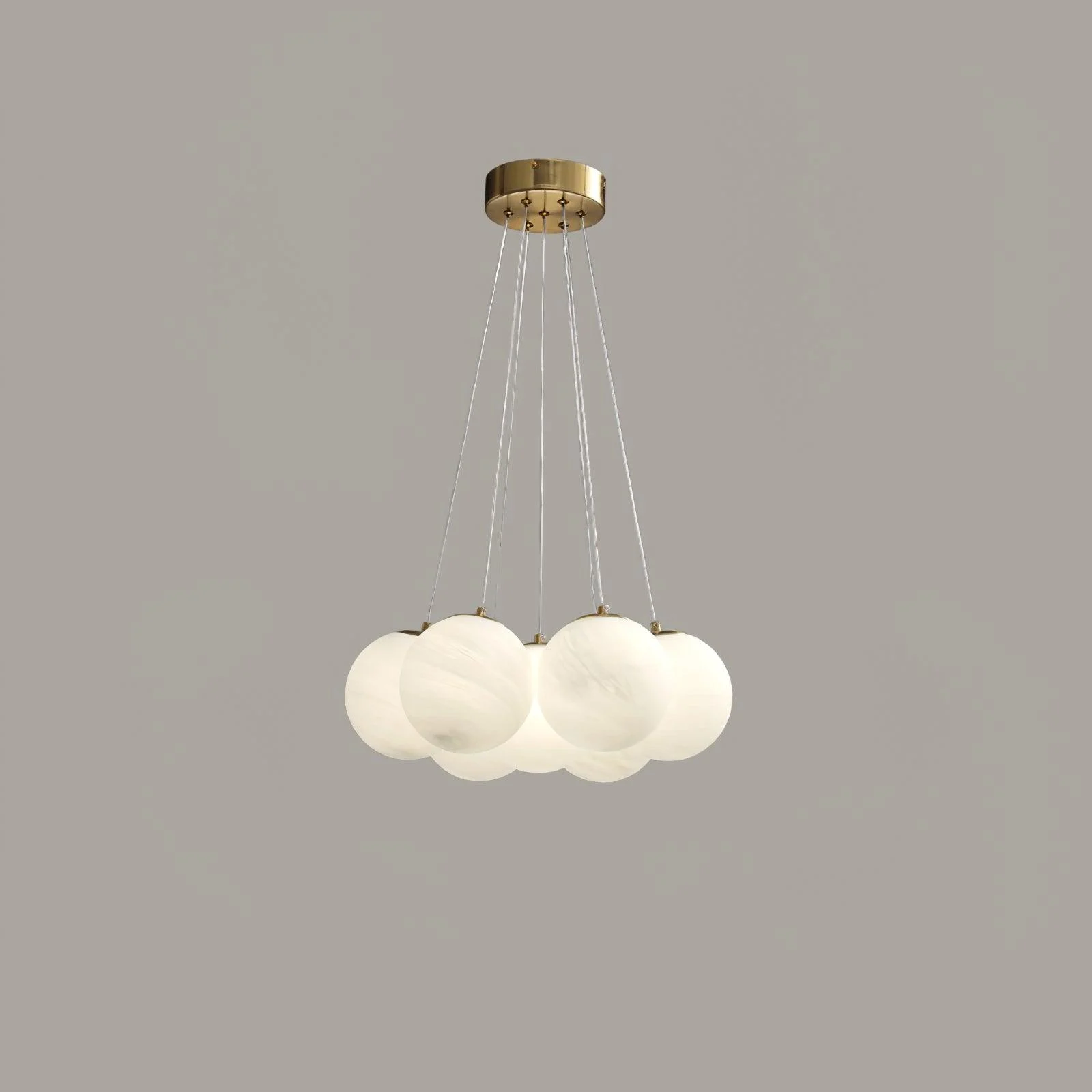 Qiren - Lámpara de Araña de Cristal con Soporte de Metal Dorado y Pantallas de Vidrio Opalino
