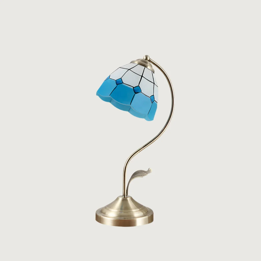 Klaris - Lámpara de Mesa Elegante con Pantalla de Vidrio en Forma de Flor - Base E27 - Metal y Vidrio - Ideal para Mesita de Noche y Escritorio