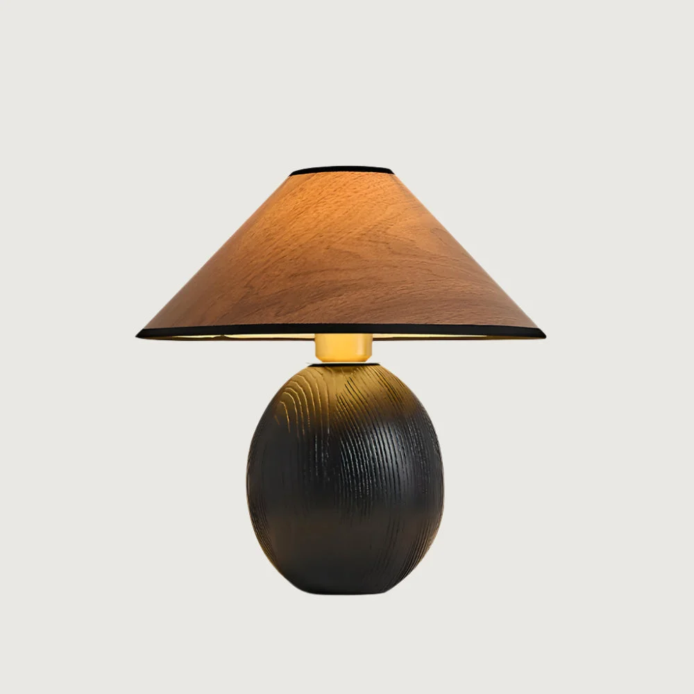 Klarin - Lámpara de Mesa de Madera con Pantalla de Papel - Diseño Elegante y Acogedor
