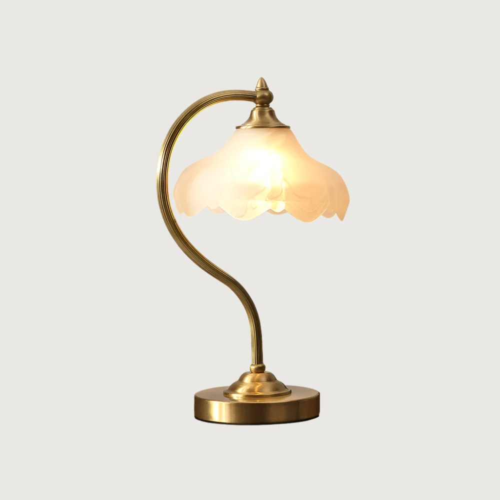 Solani - Lámpara de Mesa de Brass y Vidrio con Diseño Artístico - Compatible con LED y Edison - 42cm de Altura
