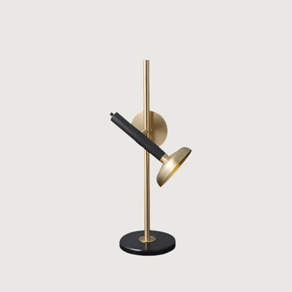 Oryna - Lámpara de Mesa con Pantalla Dorada y Estructura Negra – Ideal para Escritorios y Mesitas de Noche