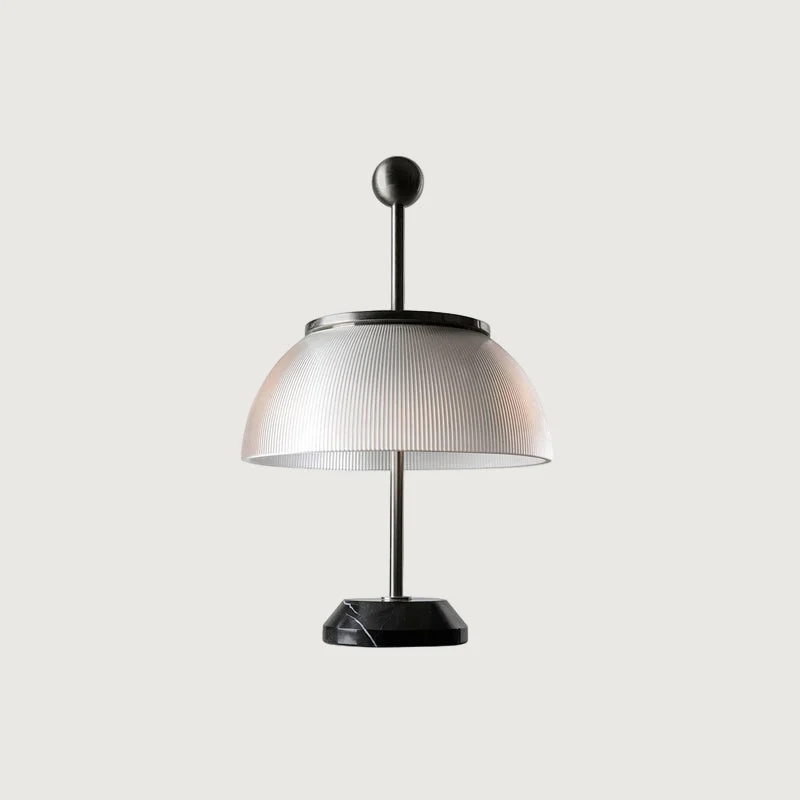 Neyva - Lámpara de Mesa Moderna de Cristal y Mármol con Metal - 30cm de Diámetro - Ideal para Mesita de Noche y Sobremesa