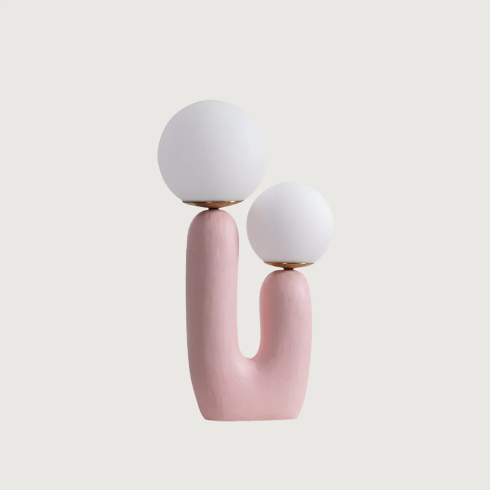 Bronea - Lámpara de Mesa Moderna de Resina y Metal - 26 cm - Disponible en Verde - Rosa - Terracota y Blanco - Ideal para Escritorios y Mesitas de Noche