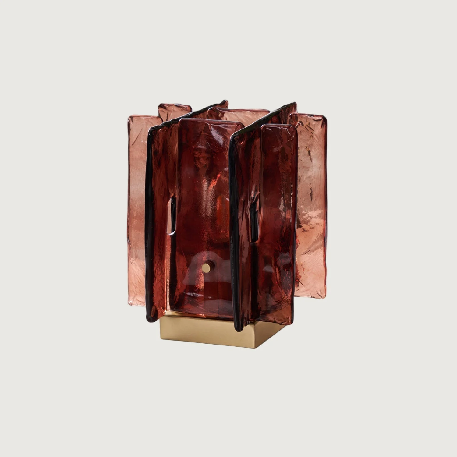 Zyros - Lámpara de Mesa Moderna de Vidrio Ámbar y Metal Bronceado - Diseño Elegante para Interiores