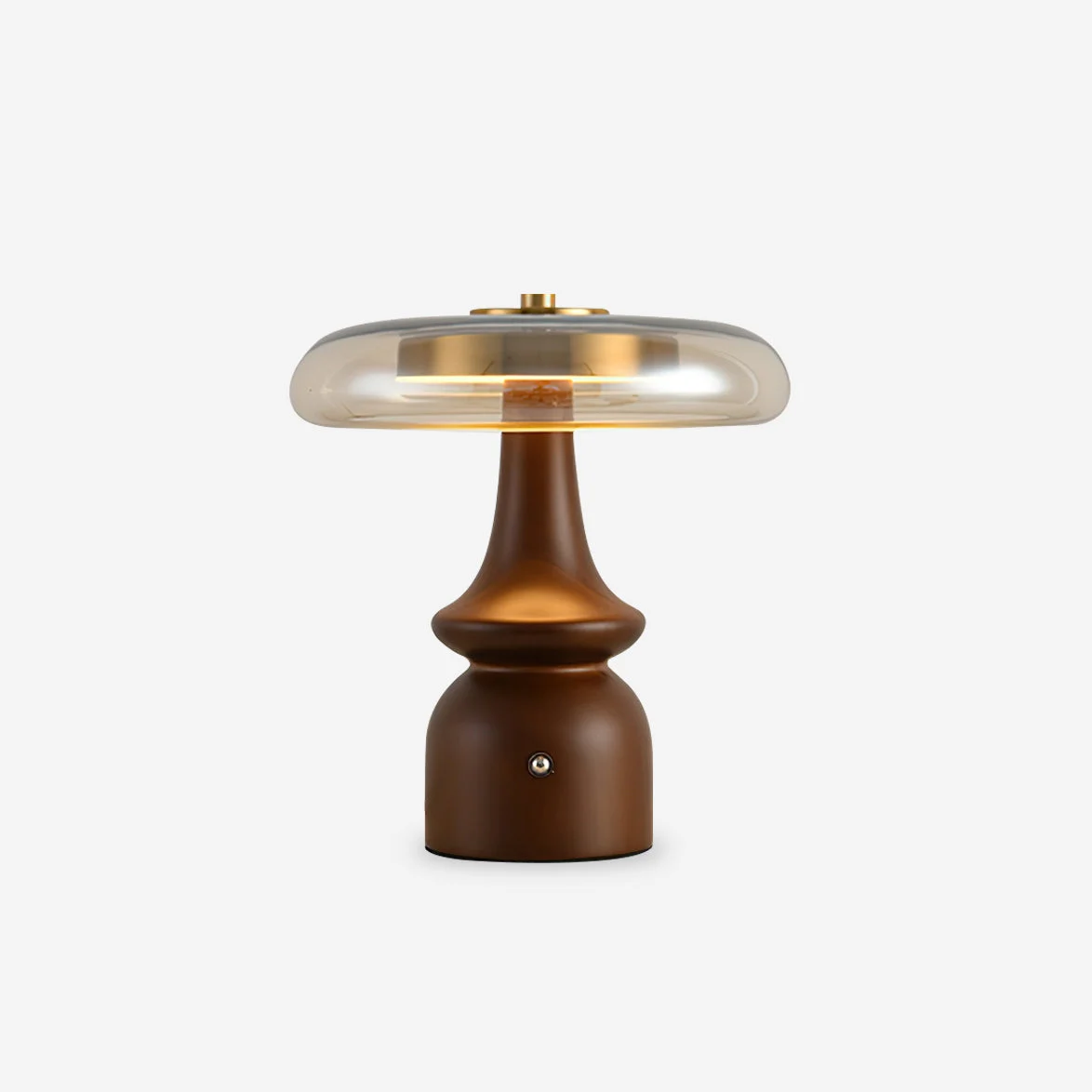 Nolir - Lámpara de Mesa con Base de Madera de Nogal y Pantalla de Vidrio Translúcido – Diseño Moderno y Vintage - Ideal para Escritorios y Mesitas de Noche