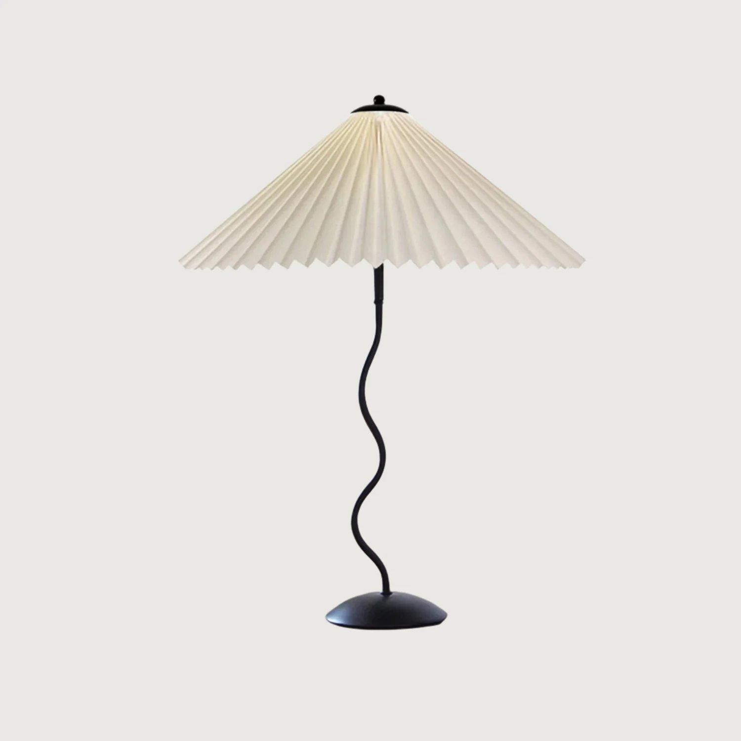 Veyla - Lámpara de Mesa Estilo Nórdico con Pantalla de Tela y Diseño Curvo - Color Negro