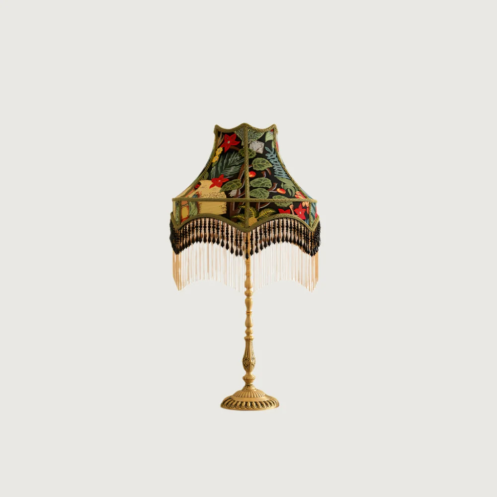 Zoran - Lámpara de Mesa Retro Peonía con Pantalla de Seda y Base de Latón – Elegante Iluminación Interior