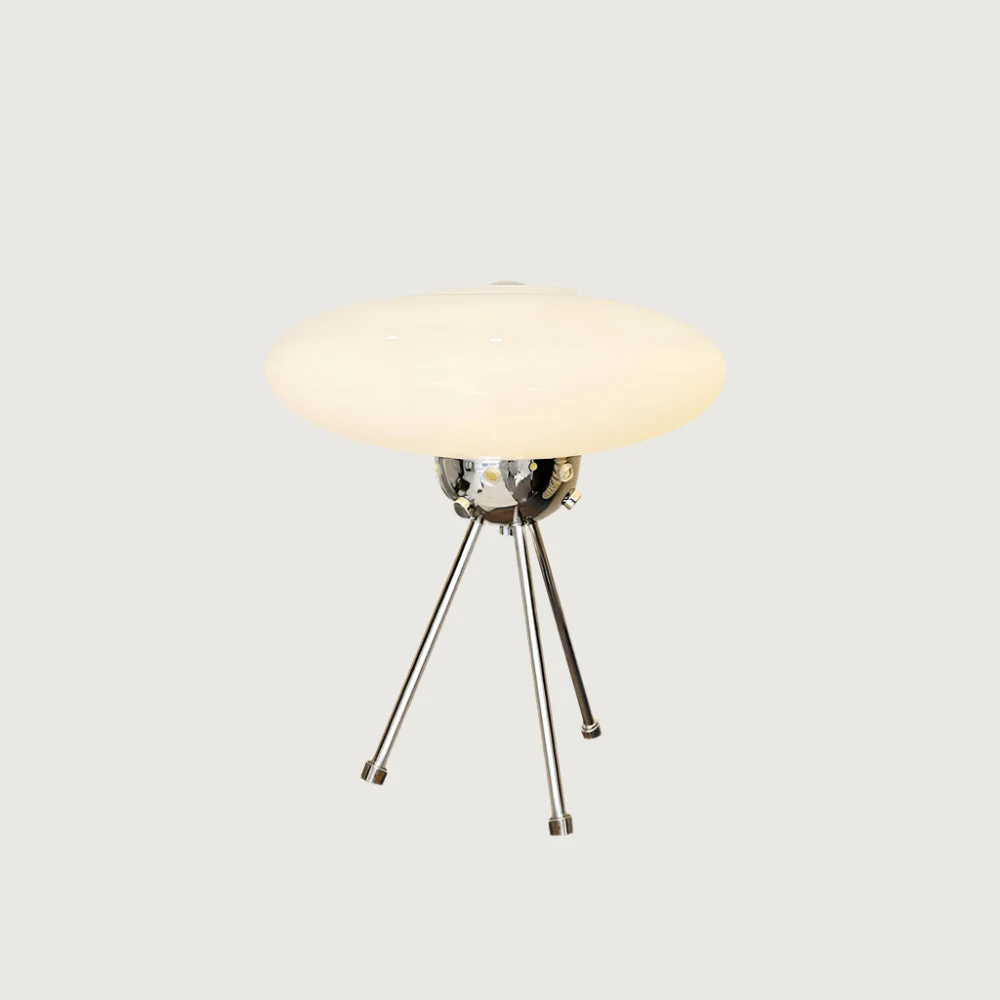 Luvina - Lámpara de Mesa UFO de Vidrio Moderno - 30cm Diámetro - Base E26 - Ideal para Mesita de Noche o Escritorio