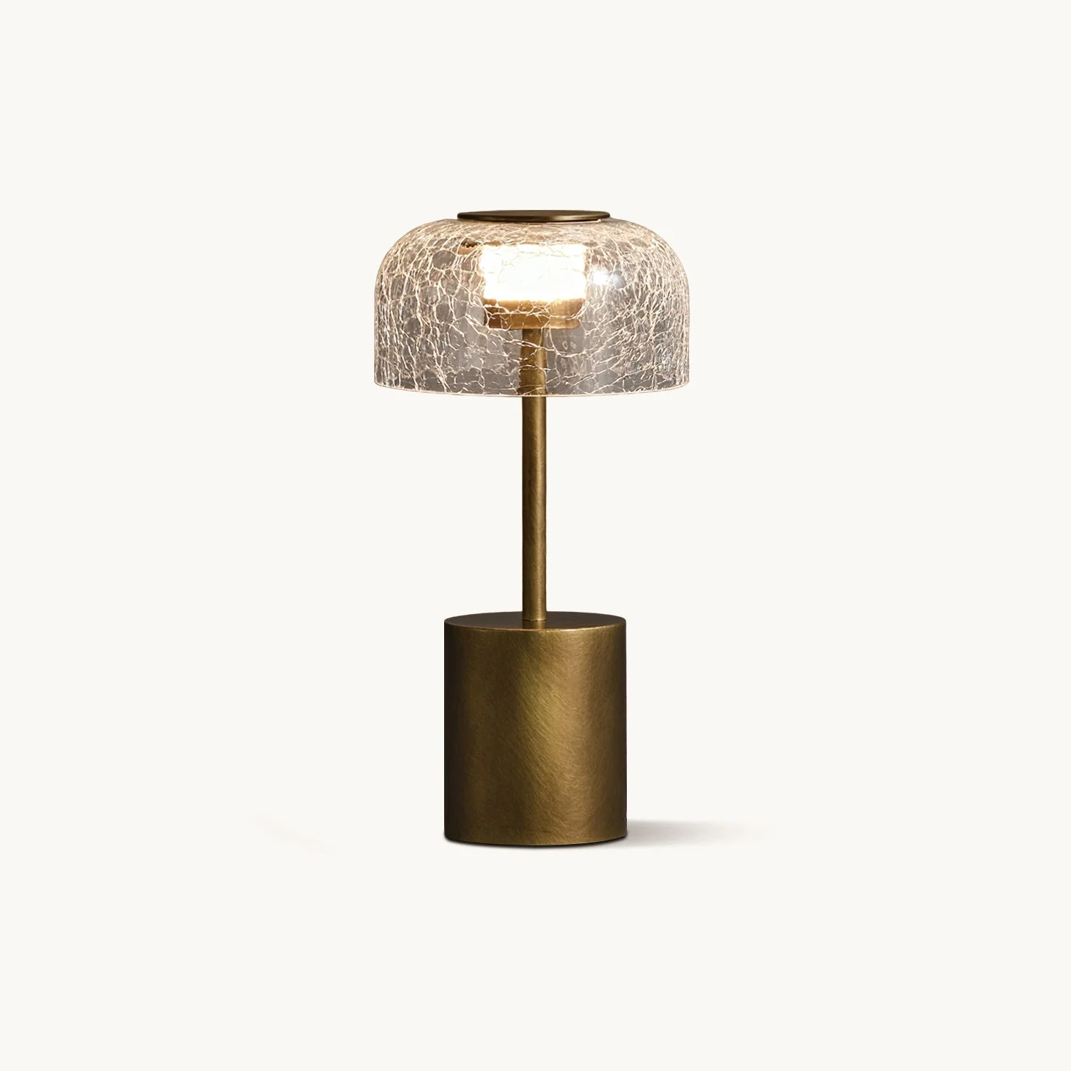 Olren - Lámpara de Mesa con Batería Incorporada y Pantalla de Vidrio Craquelado – Estilo Moderno