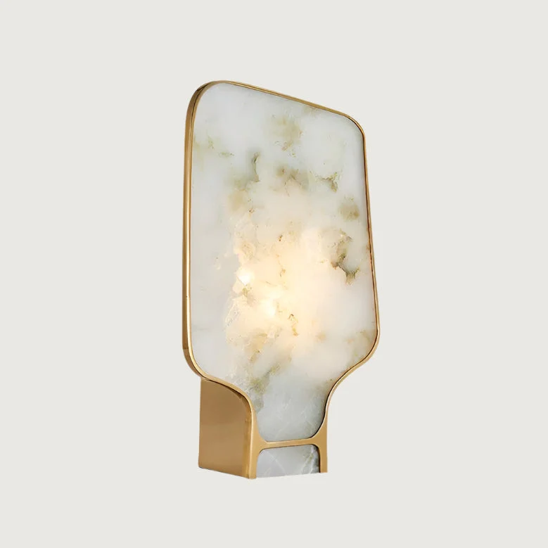 Helora - Lámpara de Mesa de Alabastro con Acabado en Oro y Diseño Clásico - Ideal para Mesita de Noche y Decoración Interior
