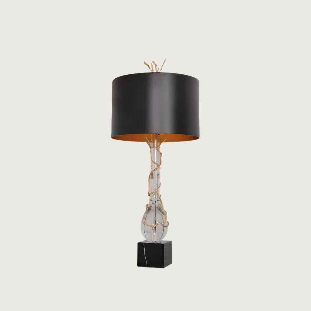 Zivara - Lámpara de Mesa de Diseño Natural con Base de Mármol y Pantalla de Acero - 92 cm de Altura - Ideal para Decorar Tu Hogar