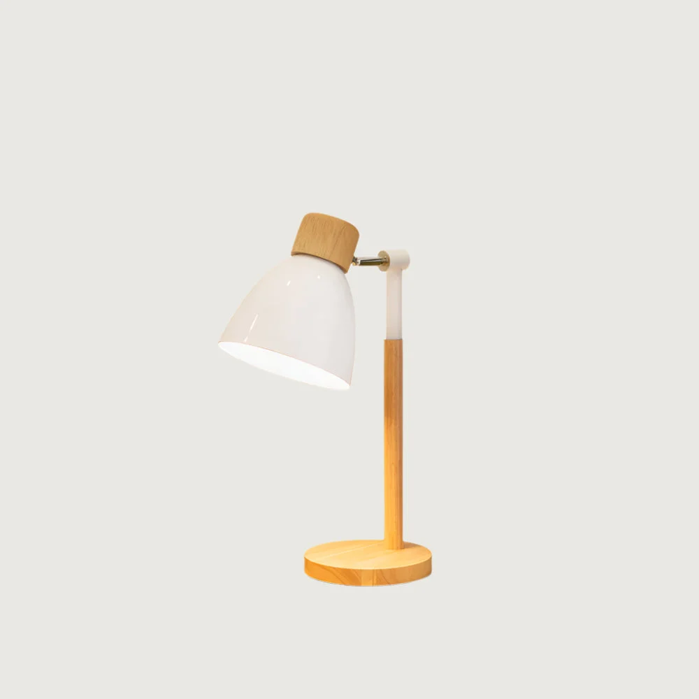 Mirilo - Lámpara de Mesa de Madera con Pantalla Amarillo Macarón - Diseño Escandinavo Moderno
