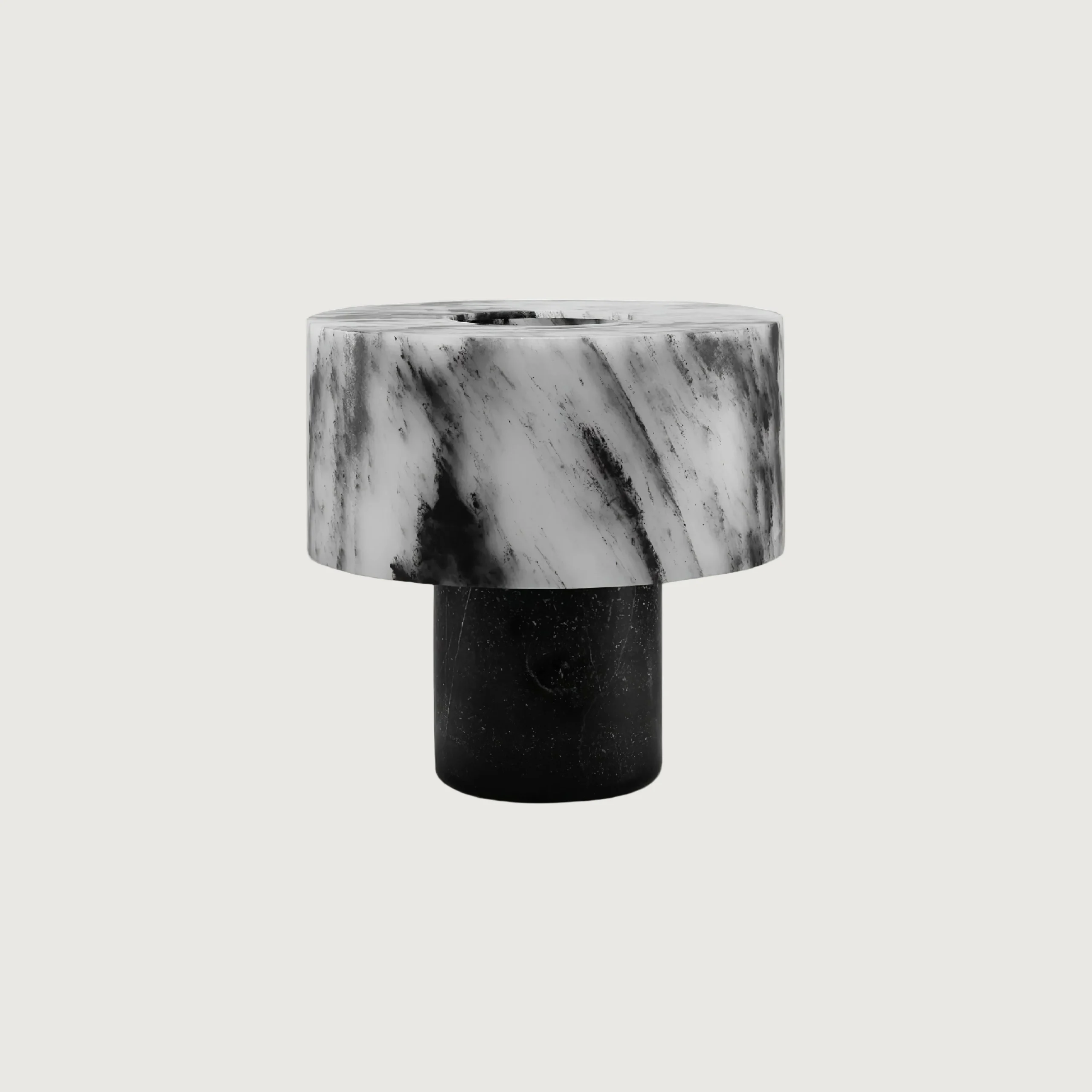 Sirva - Lámpara de Mesa de Mármol Gris y Negro con Diseño Gótico – Tamaño Estándar 38cm
