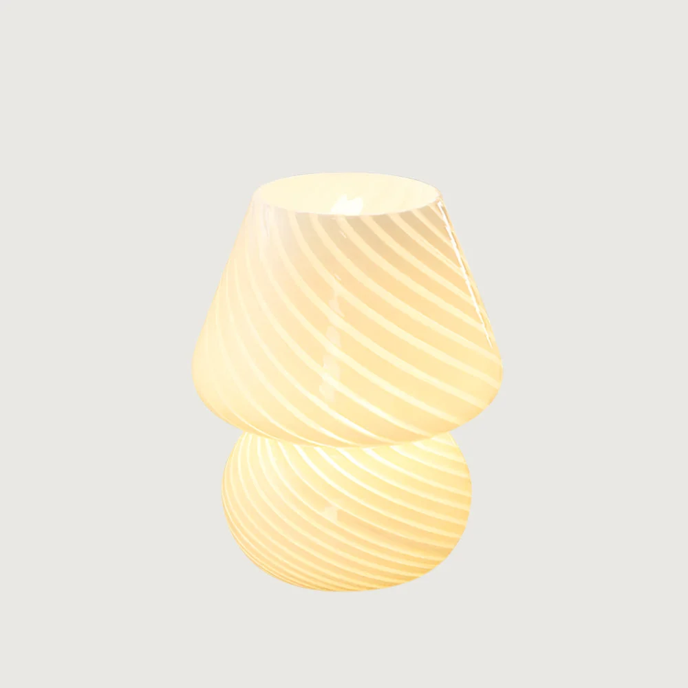 Norita - Lámpara de Mesa de Vidrio con Diseño Único y Luz Suave para Dormitorio y Sala de Estar - Lámpara Sobremesa Vintage y Moderna