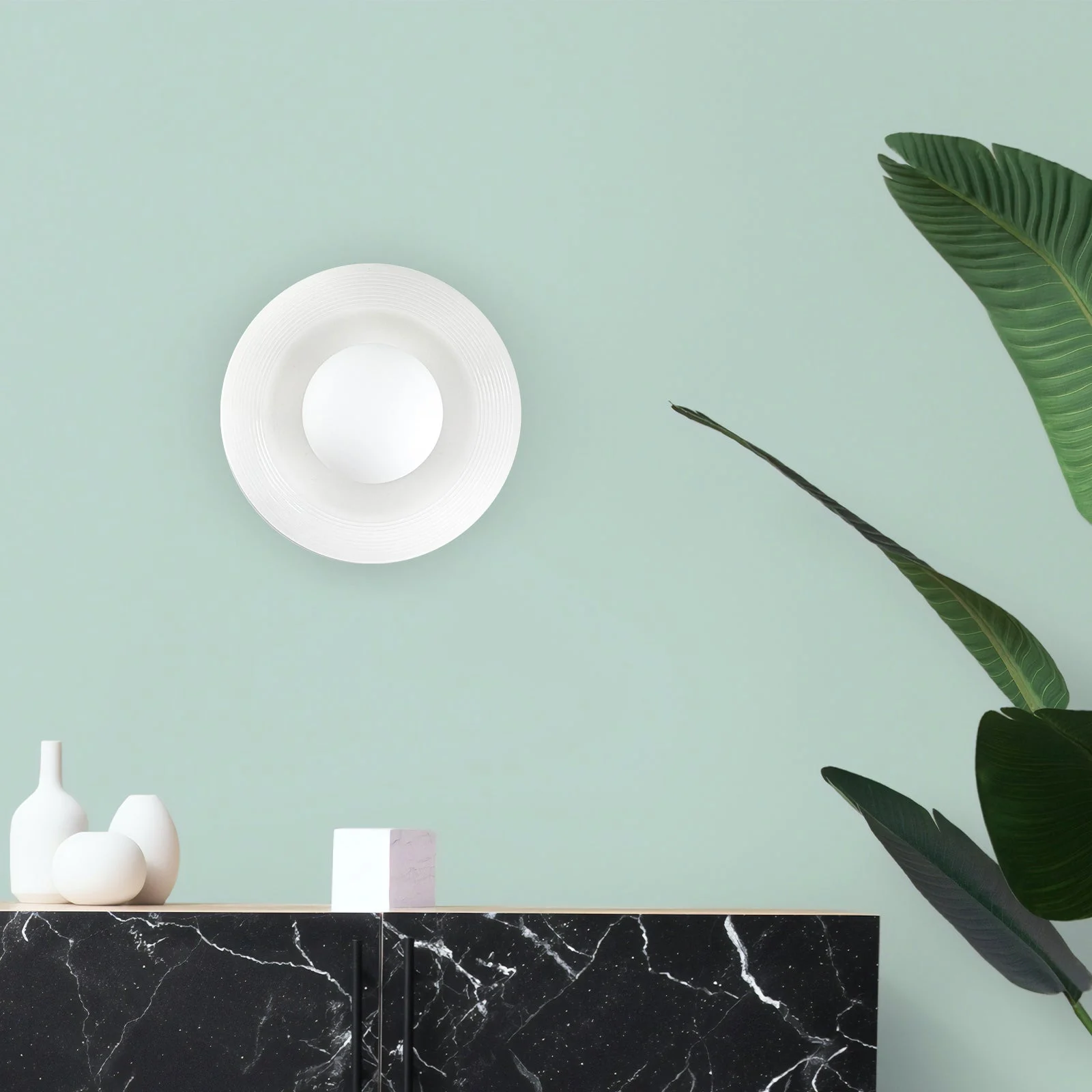 Selyum - Lámpara de Pared Cerámica Blanca Moderna Estilo Nórdico - Aplique Pared Minimalista para Iluminar tu Hogar
