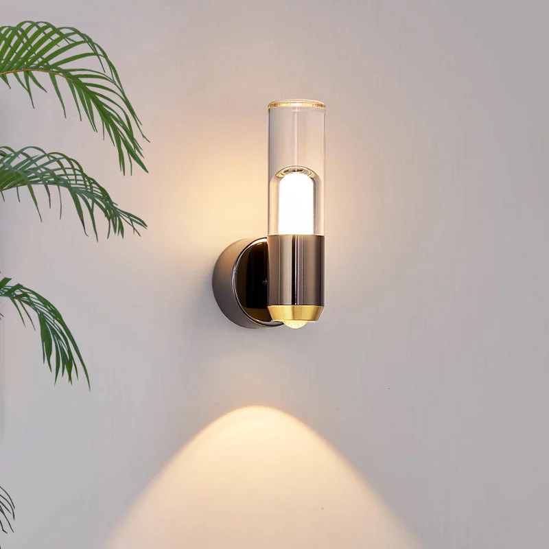 Nivoro - Lámpara de Pared Cilíndrica Moderna de Vidrio Transparente para Iluminación Elegante en Salas y Comedores