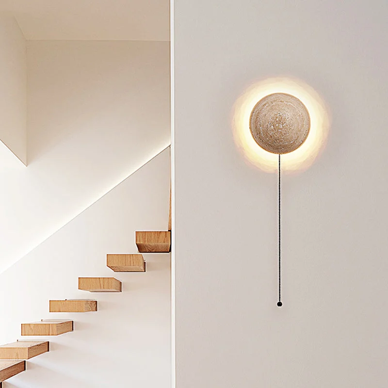 Zelura - Lámpara de Pared Estilo Nórdico en Color Crema - Aplique Pared Minimalista de Travertino - 10W - Diseño Elegante y Compacto