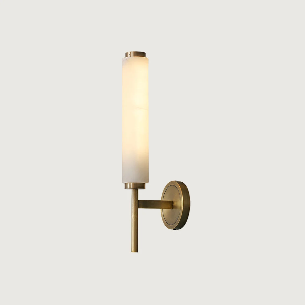 Seyon - Lámpara de Pared Estilo Vela de Alabastro con Acabado en Latón