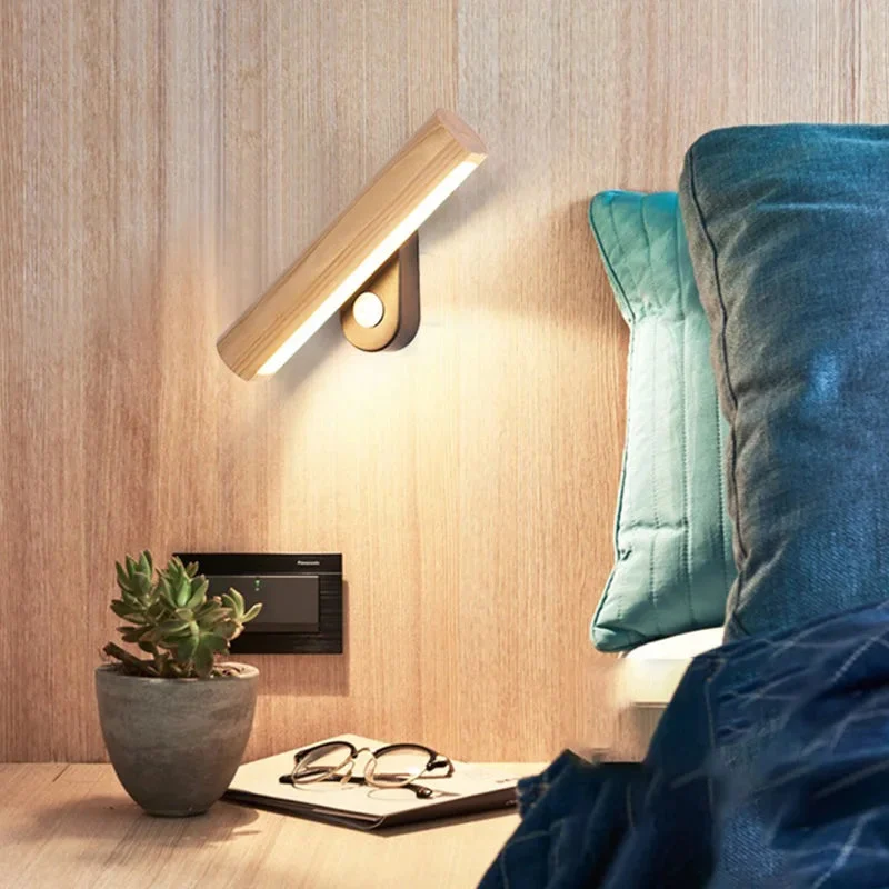 Toreya - Lámpara de Pared LED de Madera para Dormitorio - Diseño Natural y Luz Cálida