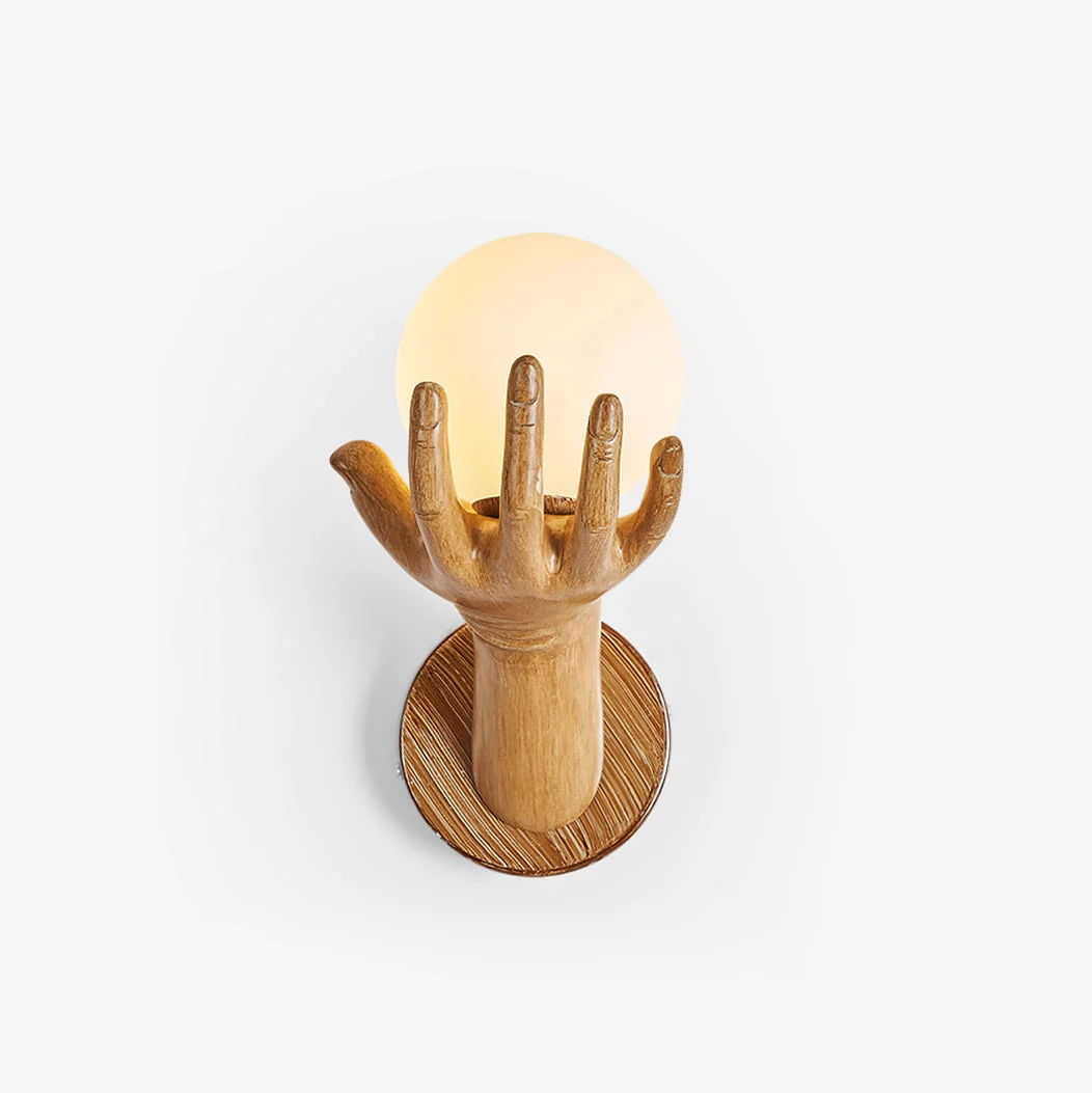 Ysera - Lámpara de Pared Mano - Diseño Vintage - Resistencia a la Corrosión - Madera y Blanco