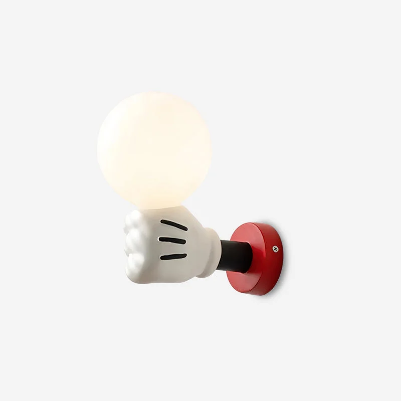 Loven - Lámpara de Pared con Diseño de Guante – Color Rojo y Blanco - Ideal para Habitaciones Infantiles