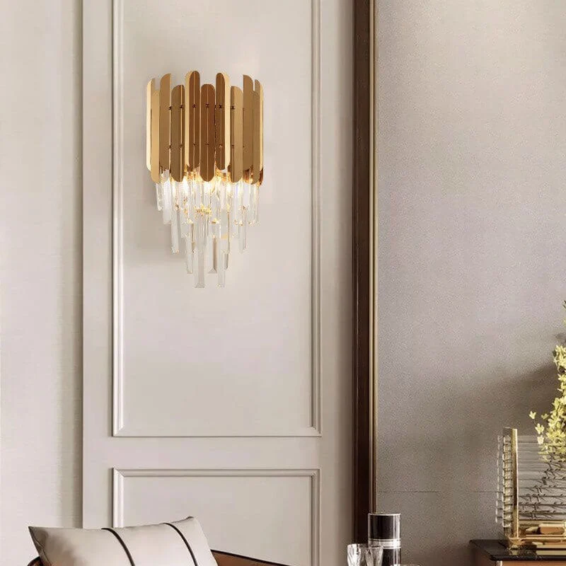 Miruni - Lámpara de Pared Mini Candelabro de Acero Inoxidable y Vidrio con Luz Cálida y Fría - Apliques de Pared Elegantes