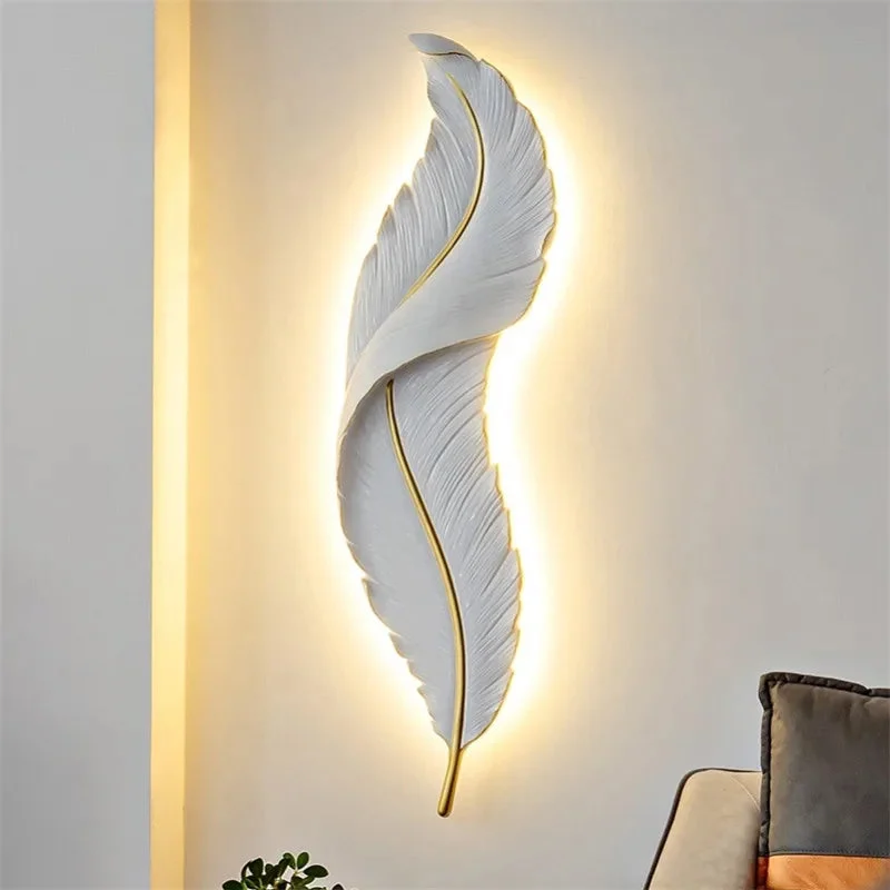 Zayana - Lámpara de Pared Moderna con Detalles de Pluma en Color Blanco - Diseño Elegante y Atmosfera Acogedora
