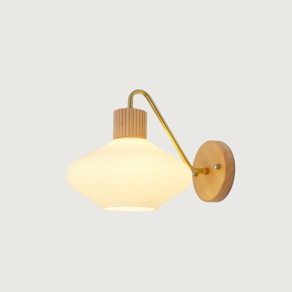 Joryn - Lámpara de Pared Nórdica Minimalista de Madera con Pantalla de Vidrio Blanco para Lectura