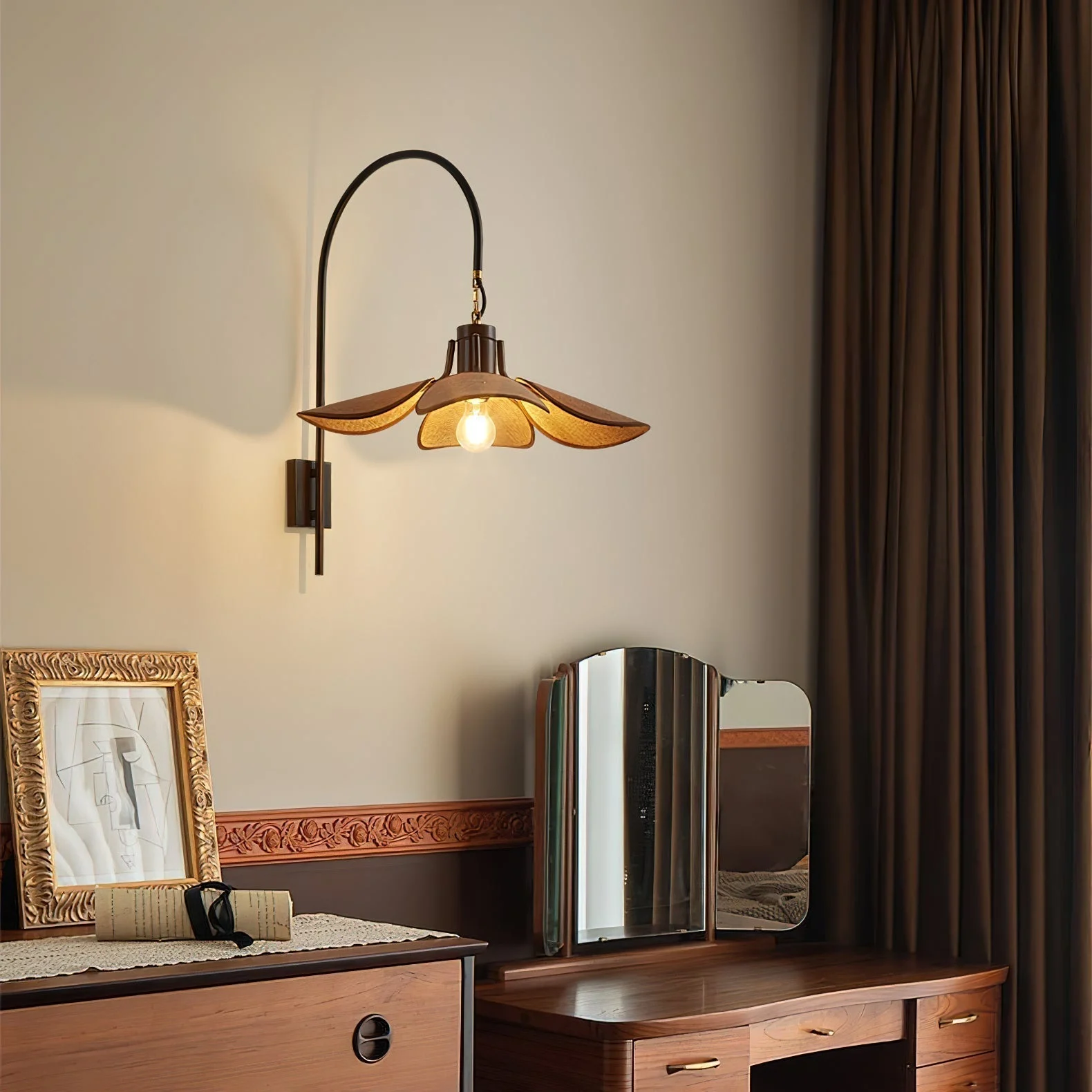 Virelo - Lámpara de Pared Elegante de Metal y Tela de Lino - Aplique Pared con Luz Ambiental y Diseño Natural
