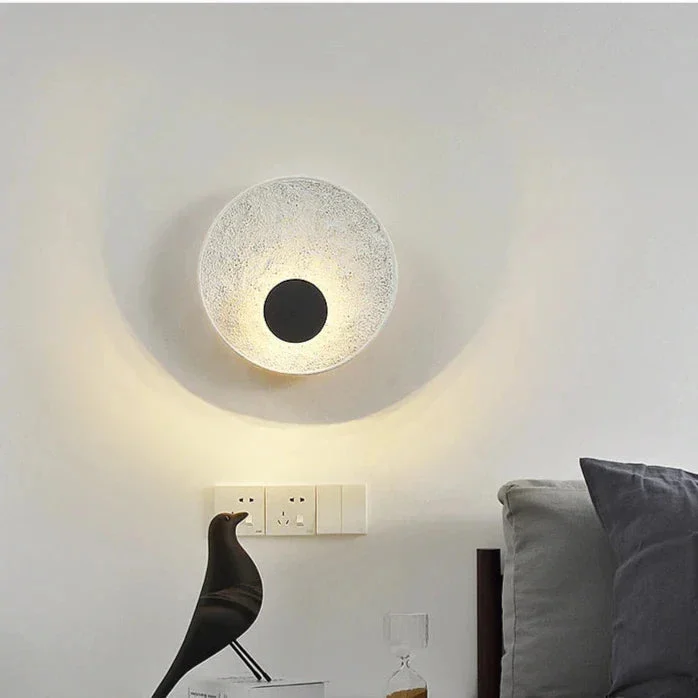 Nokari - Lámpara de Pared Redonda Forma de Luna con Luz LED - Acabado Blanco Moderno - Apliques de Pared Decorativos para Hogar