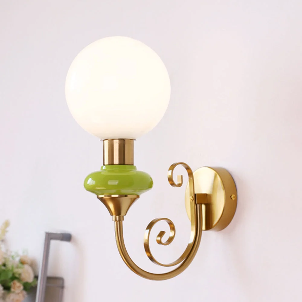 Zaluna - Lámpara de Pared Retro Francesa de Vidrio - Aplique Pared Clásico con 1 Luz E27 para Decoración Elegante