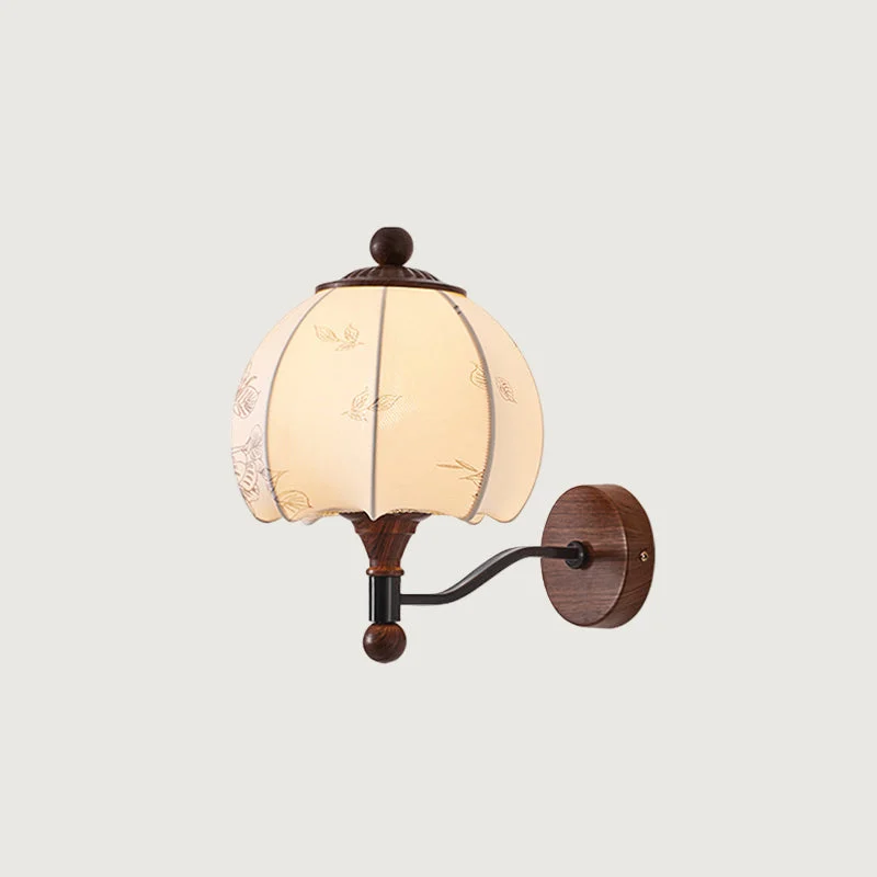 Orlyn - Lámpara de Pared Retro de Madera con Pantalla de Tela – Aplique Pared Vintage - Luz Suave para Decoración Interior