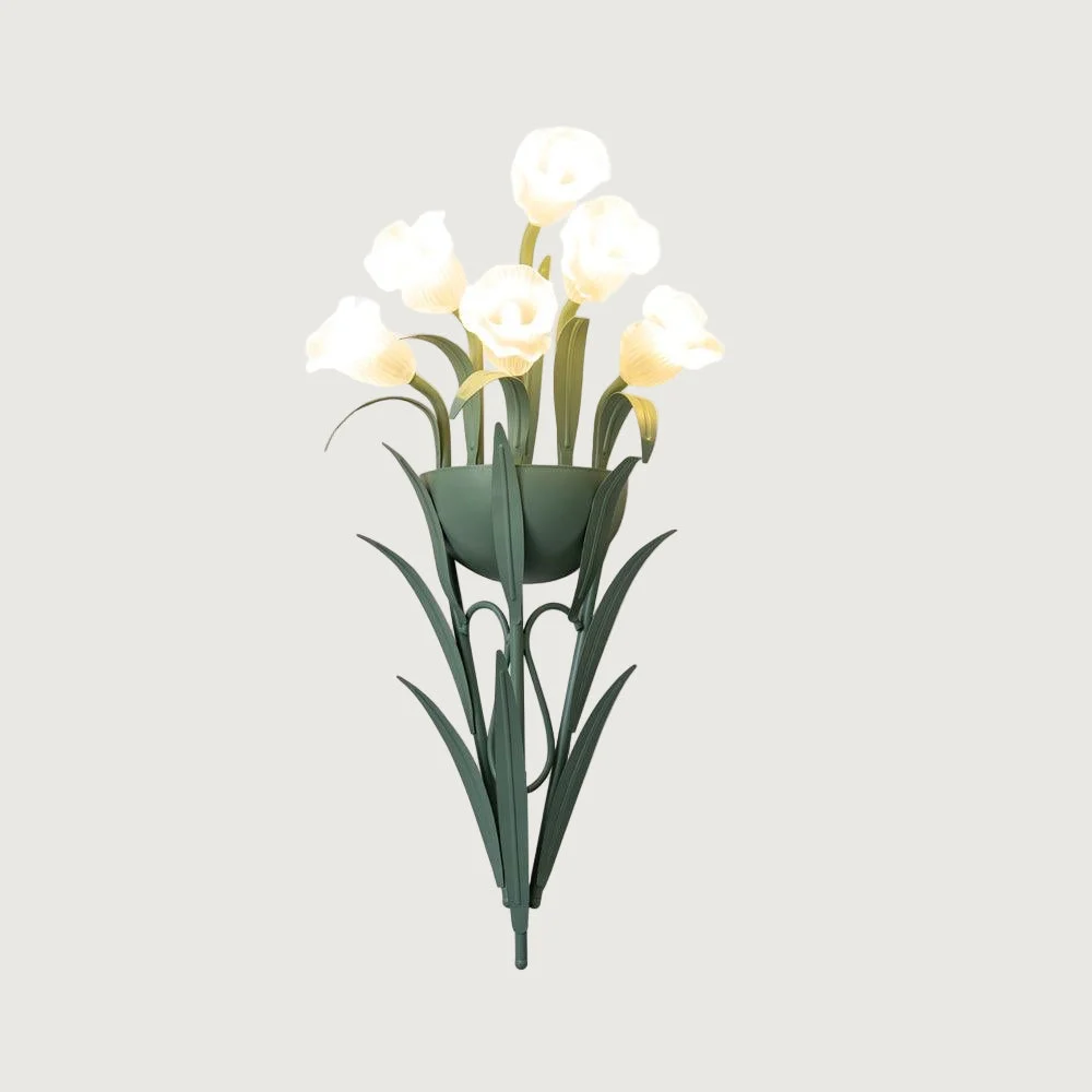 Noryn - Lámpara de Pared - Verde y Blanco - Diseño Vintage y Acabado - Ramo de Flores