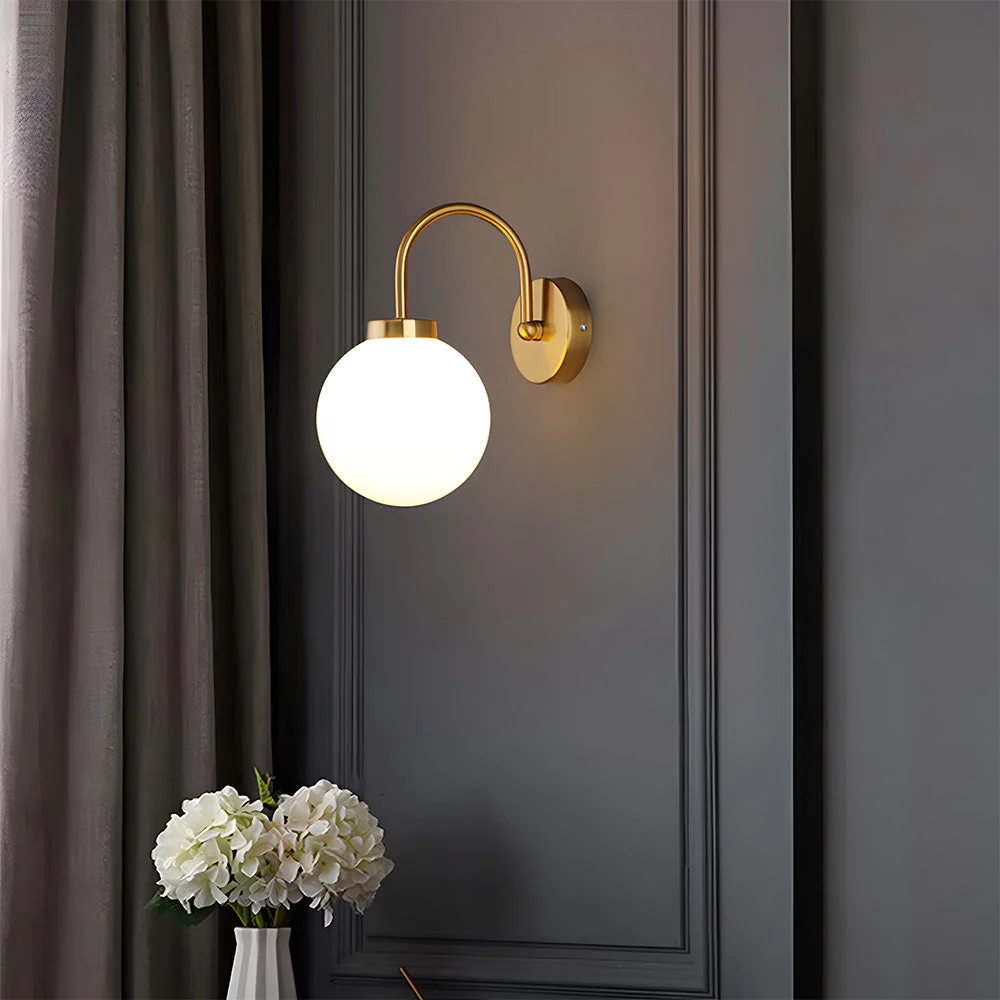 Nirela - Lámpara de Pared Vintage Esférica de Vidrio para Dormitorio - Iluminación Cálida y Elegante