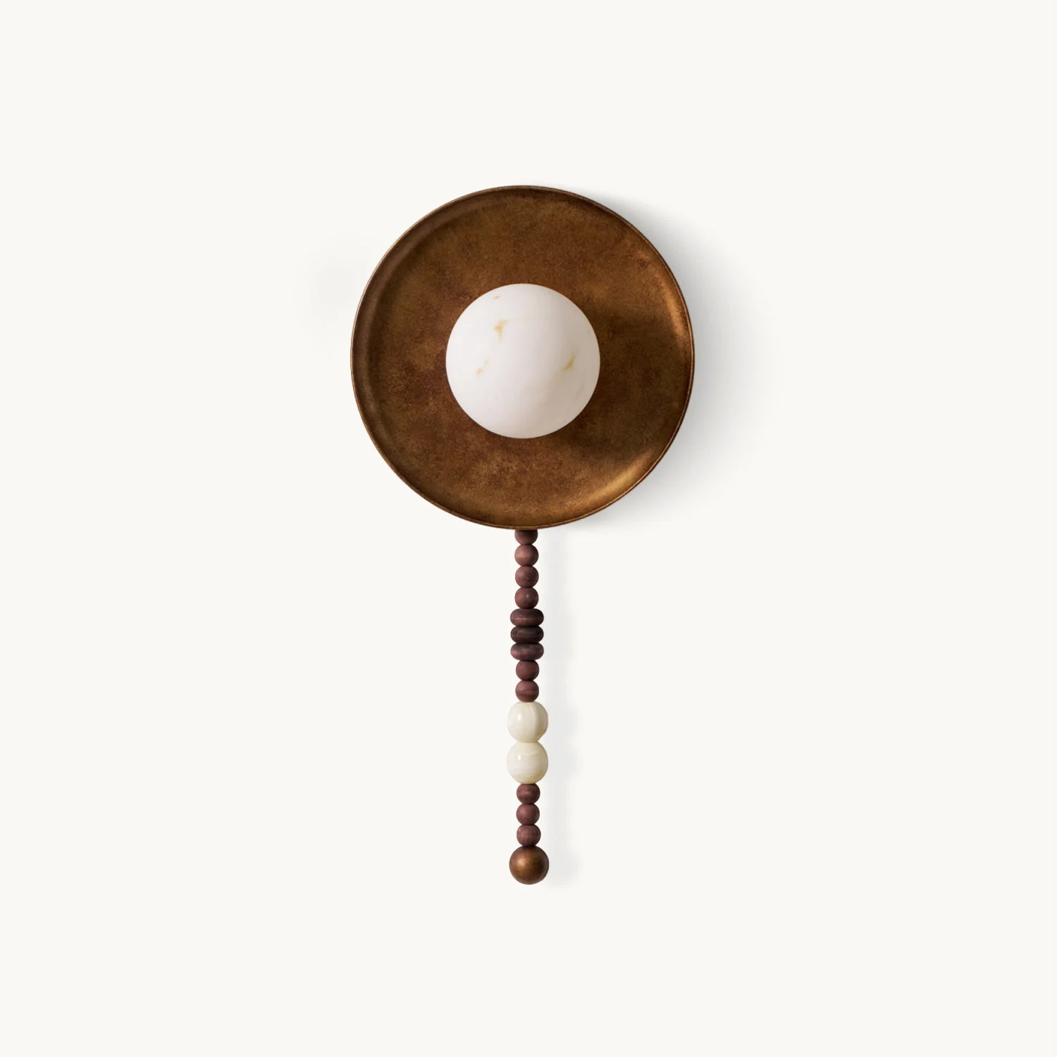 Renya - Lámpara de Pared Vintage de Metal con Madera y Cadena de Piedra Efecto Mármol