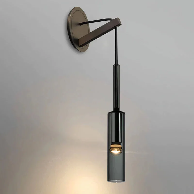 Haleya - Lámpara de Pared de Cristal Ahumado Estilo Escandinavo - Iluminación Elegante para Hogar