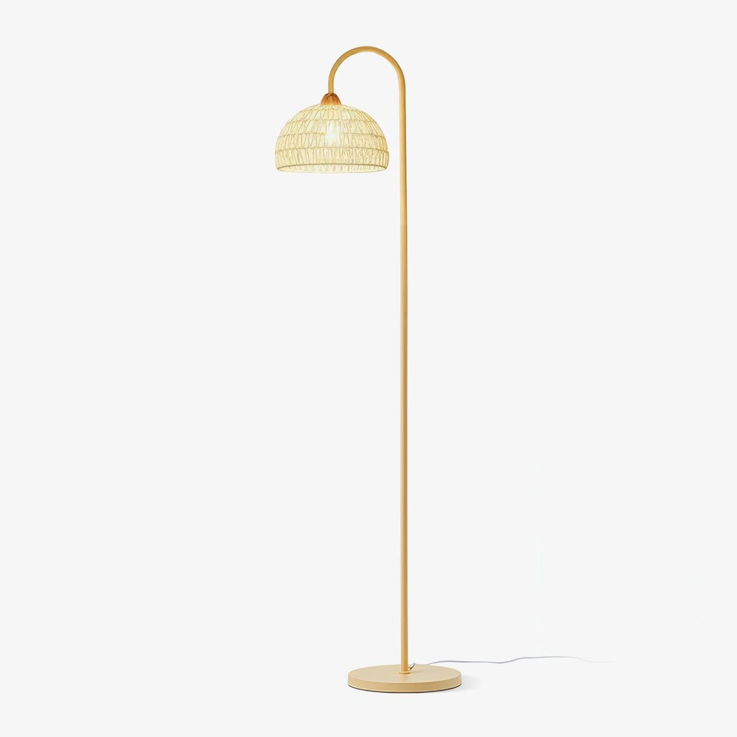 Savyn - Lámpara de Pie de Ratán Beige con Diseño Elegante y Moderno