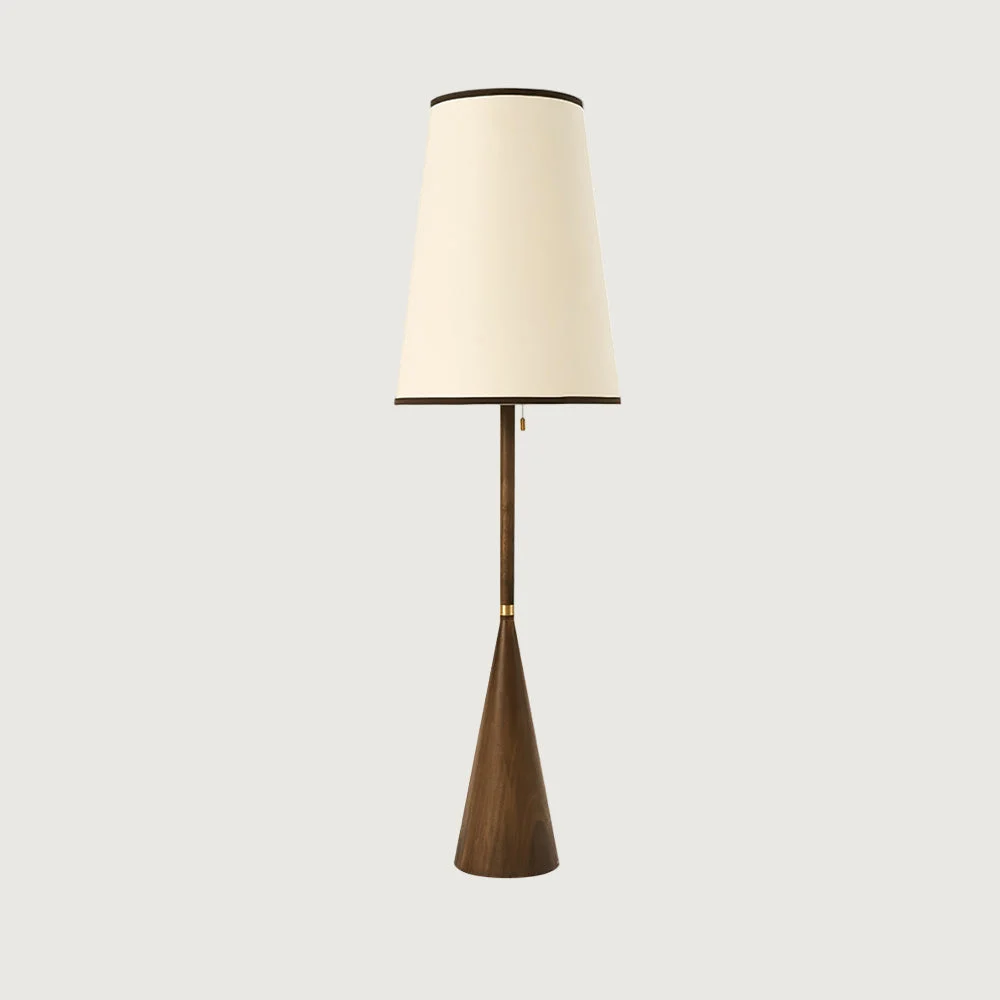 Zalor - Lámpara de Pie con Base de Madera y Pantalla de Tela – Iluminación Interior Elegante