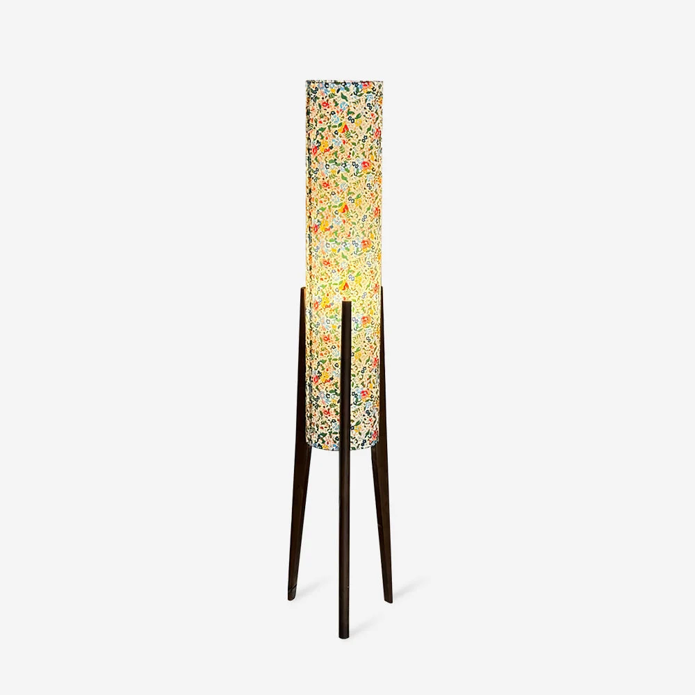 Norva - Lámpara de Pie Moderna con Base de Madera y Pantalla Colorida para Salón - Diseño Elegante y Funcional