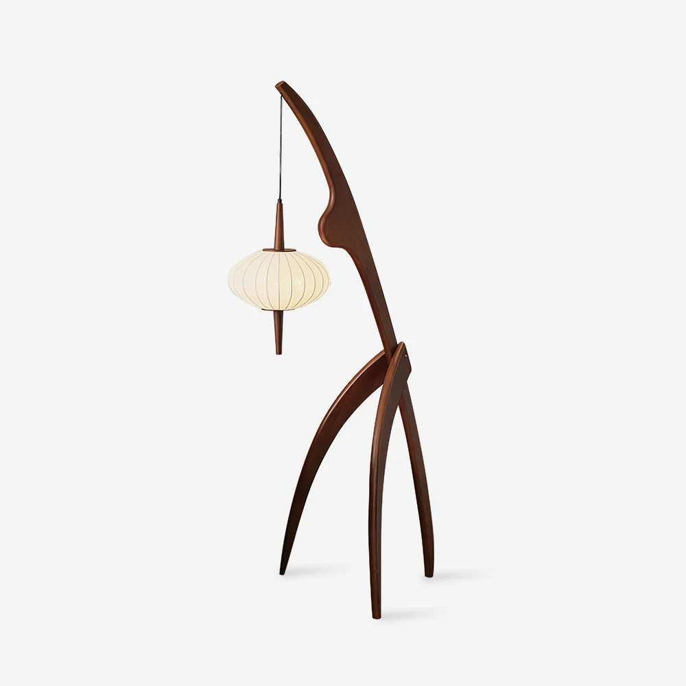 Zyrea - Lámpara de Pie Moderna de Madera con Diseño Abstracto para Salón - Altura 160 cm - Interruptor de Pie