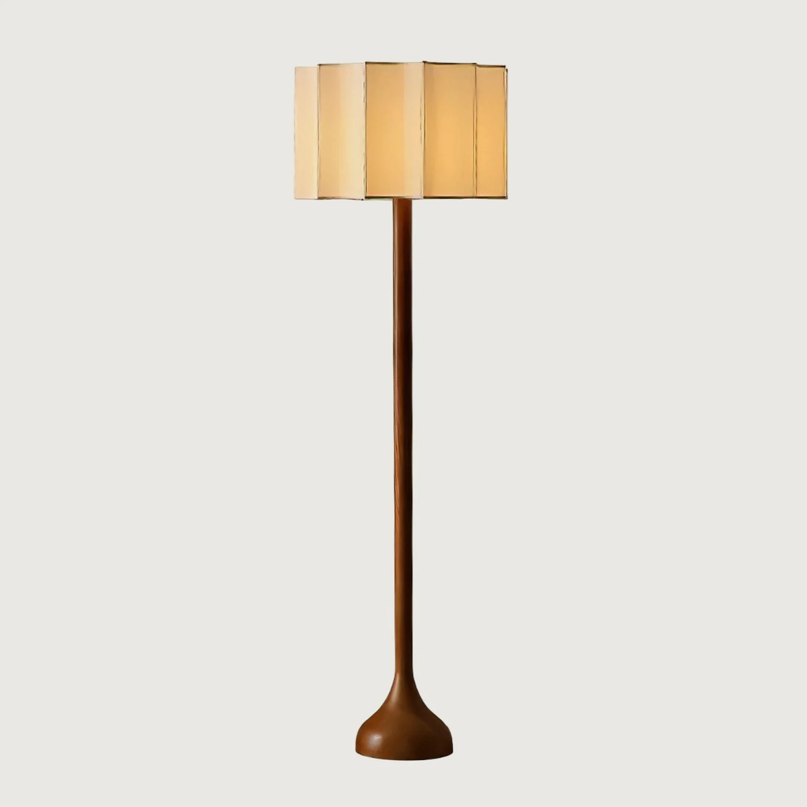 Lirav - Lámpara de Pie Moderna de Madera con Pantalla Beige para Salón – Diseño Contemporáneo y Iluminación Acogedora
