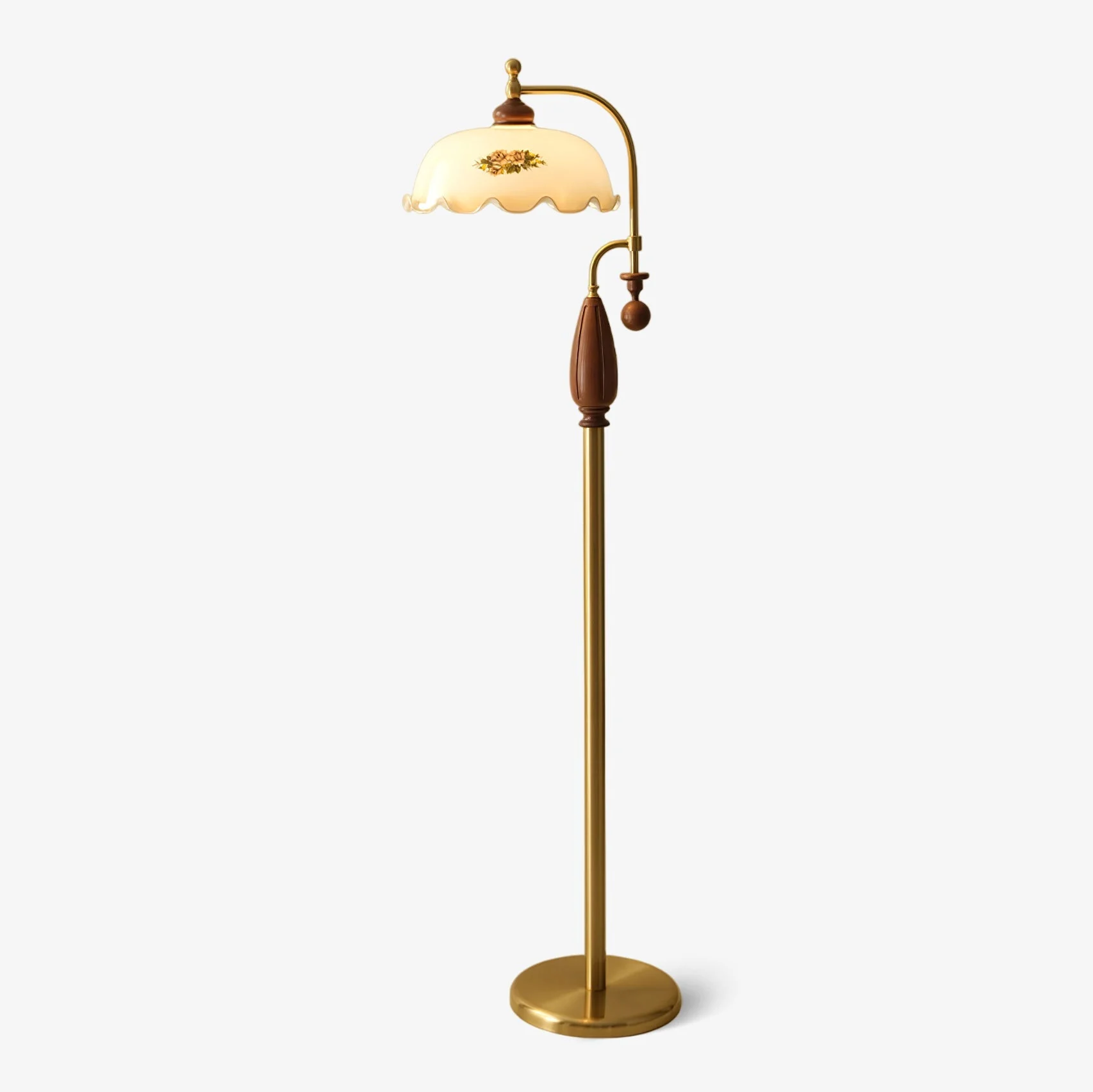 Alyor - Lámpara de Pie Moderna de Madera con Pantalla de Vidrio Frosted para Sala de Estar y Dormitorio