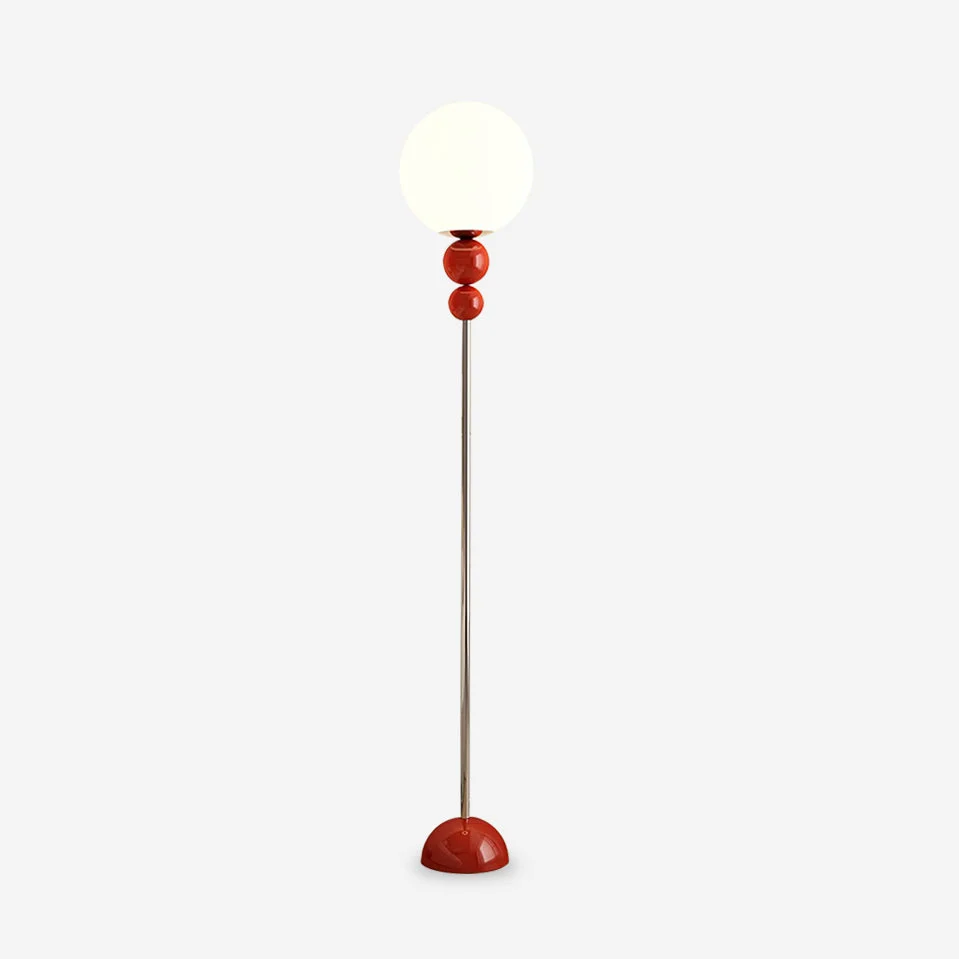 Elova - Lámpara de Pie Moderna de Metal y Cristal - 154 cm - Rojo - Blanco Lechoso - Verde - Cromo - Ideal para Salón